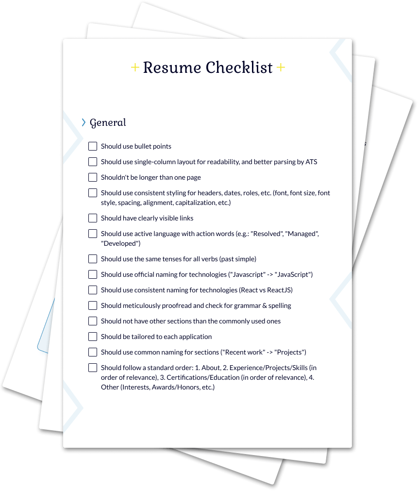 A preview of the Resume Checklist.