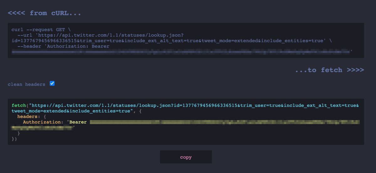 Convert curl to javascript fetch maxim orlov